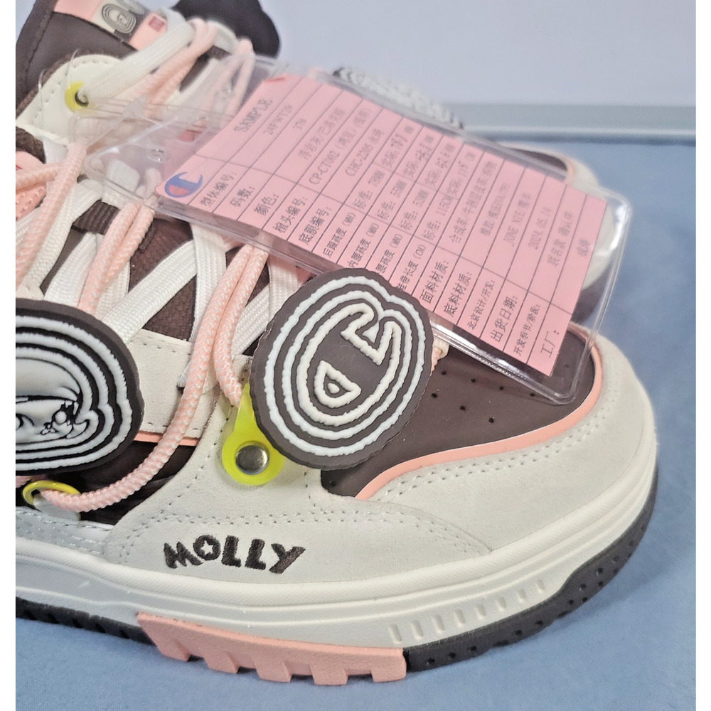 Champion x POP MART Molly Super Champion Sneakers Womens Size 6.5 Pink Brown NEW - Picture 6 of 16